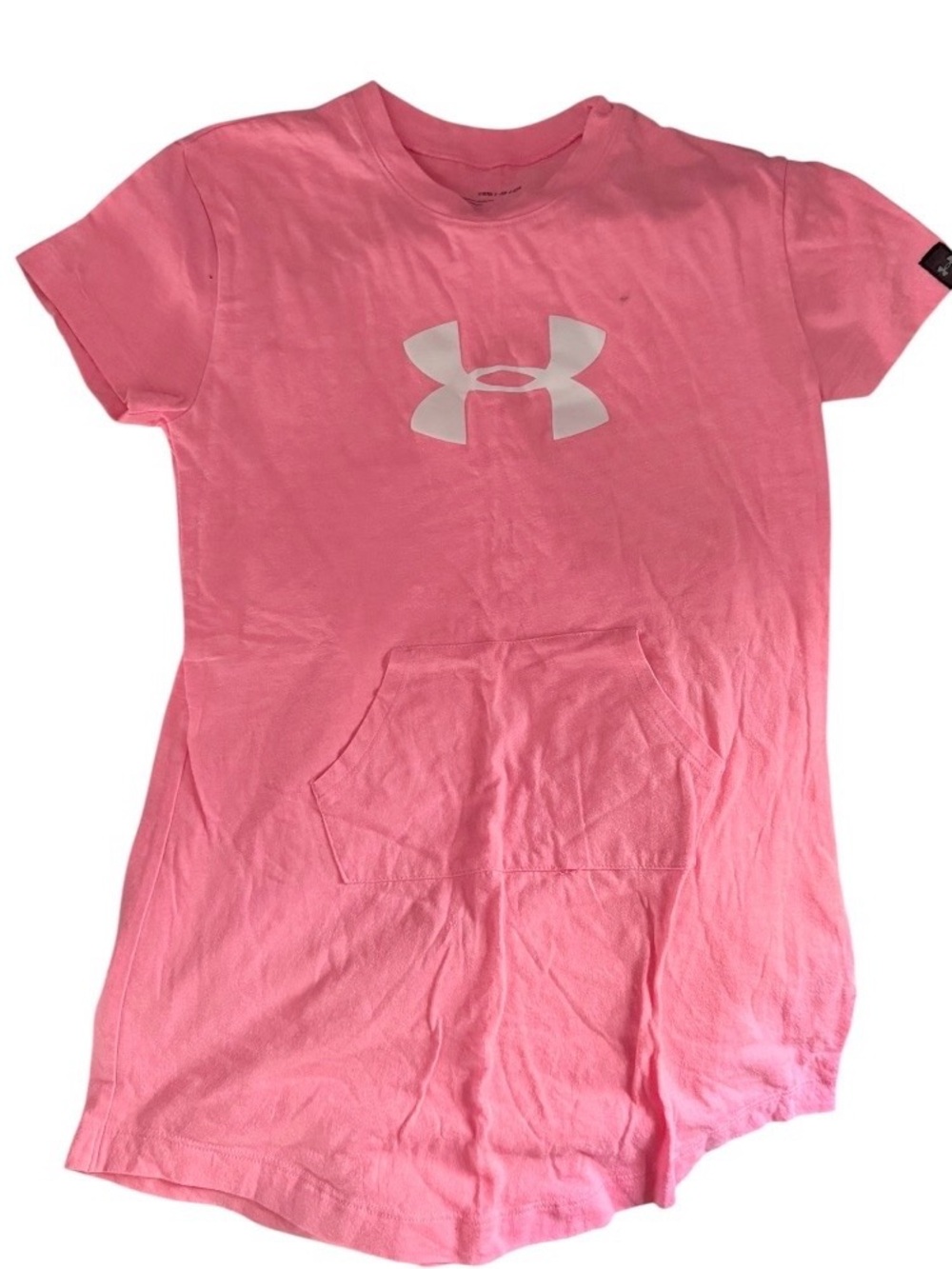girls under armour t‎ shirt dress size small kangaroo pockets